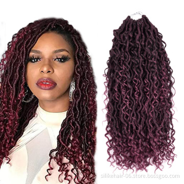 20inches Goddess Faux Locs Passion Twist Braids Hair Long Curly Red Brown Crochet Braiding Hair Synthetic Hair Extensions